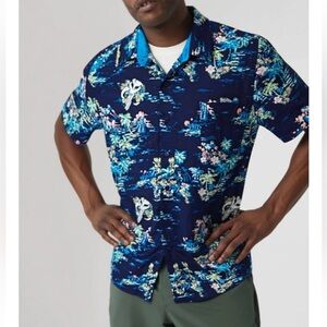 Star Wars Mandalorian Baby Yoda Blue Hawaiian Button Up Short Sleeve Shirt XXL